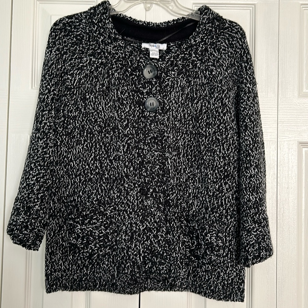 Black & White 3/4 Sleeve Blazer Petite Medium Style & Co